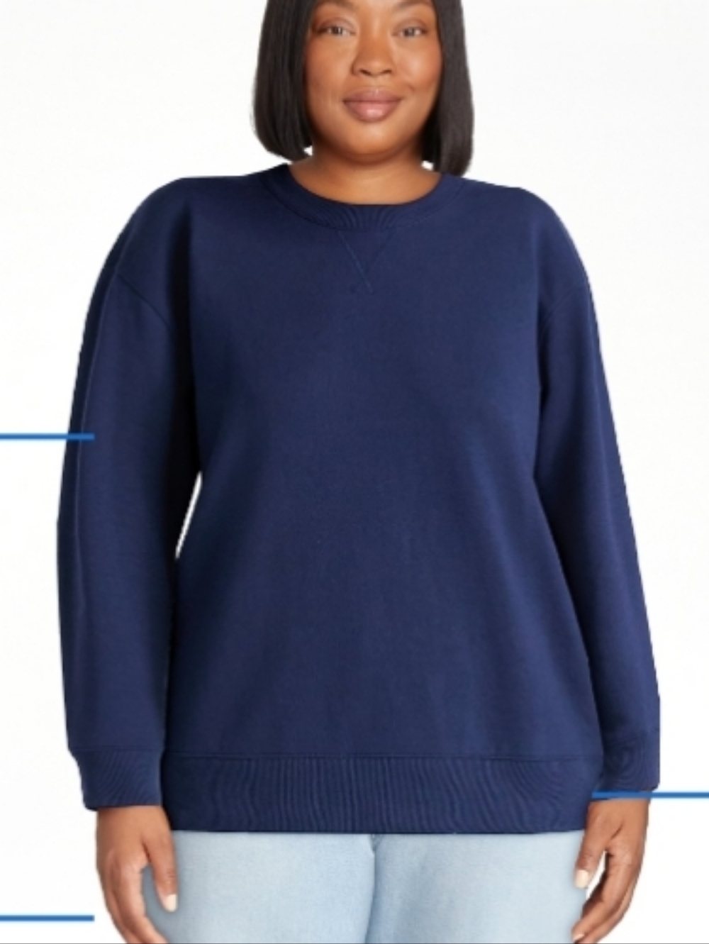 Time and Tru Women's and Women's Plus Crewneck Sweatshirt with Long Sleeves NWT